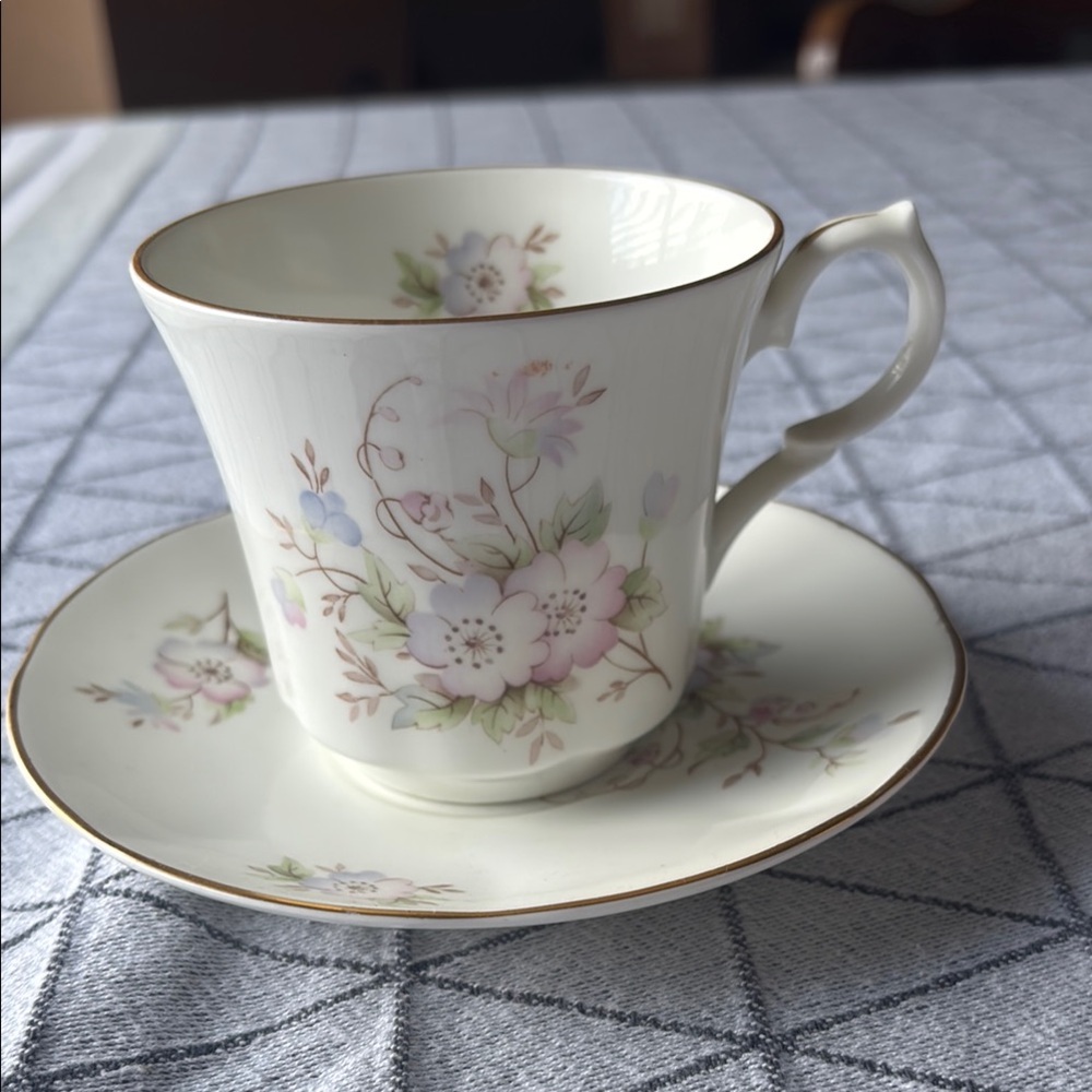 Floral Bone China Teacup and Saucer Set